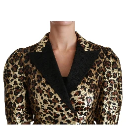 Blazer Gold Leopard Sequined Jacket