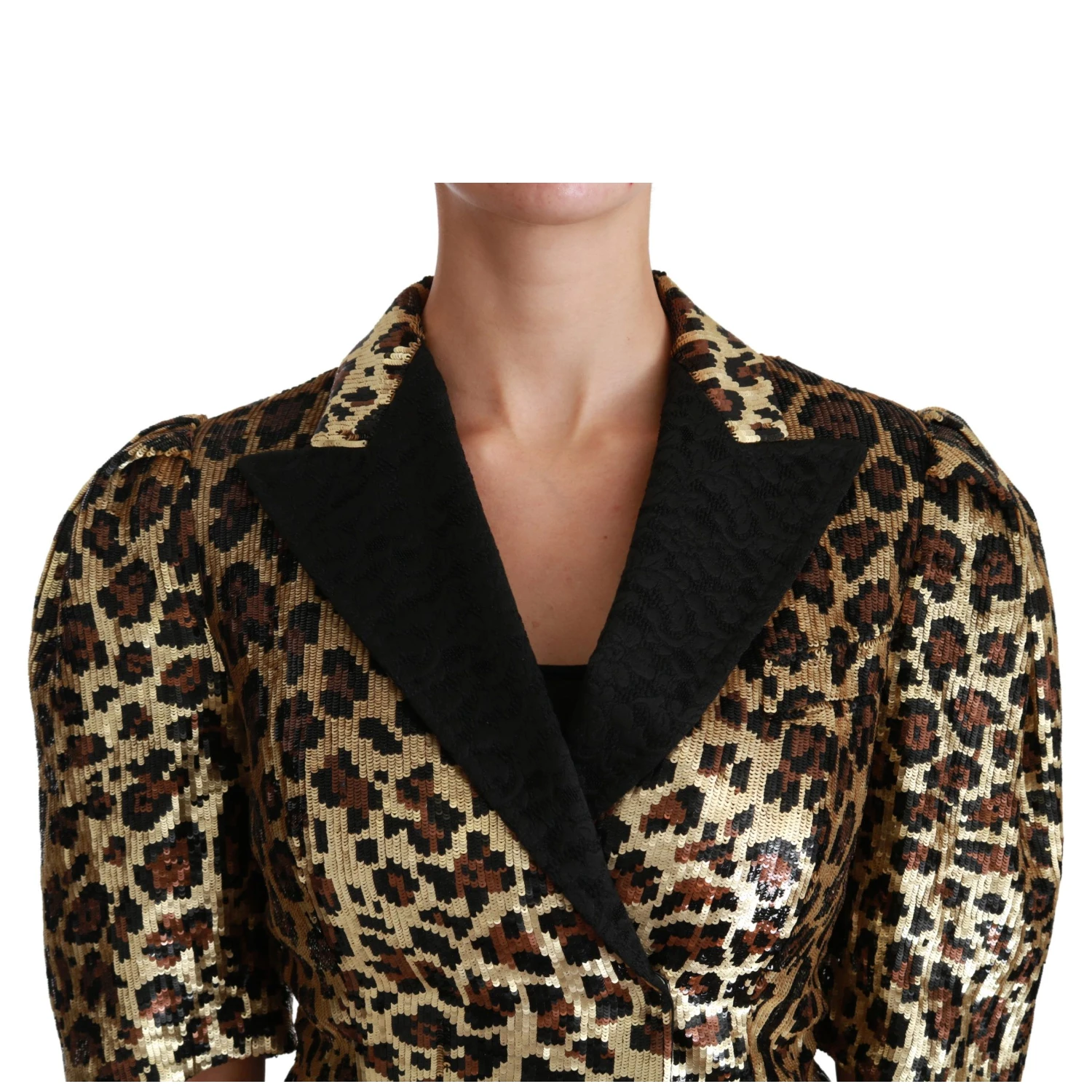 Blazer Gold Leopard Sequined Jacket