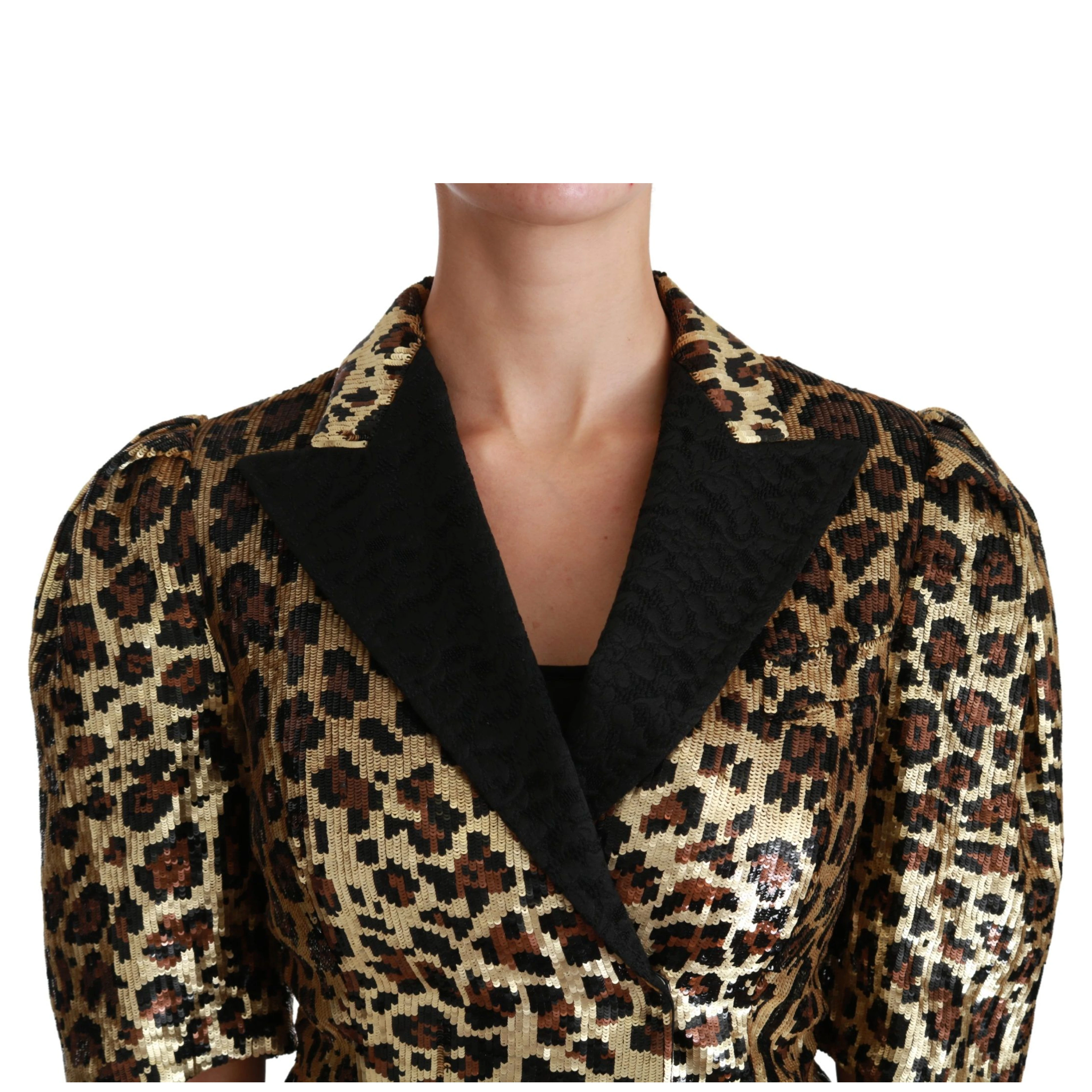 Blazer Gold Leopard Sequined Jacket