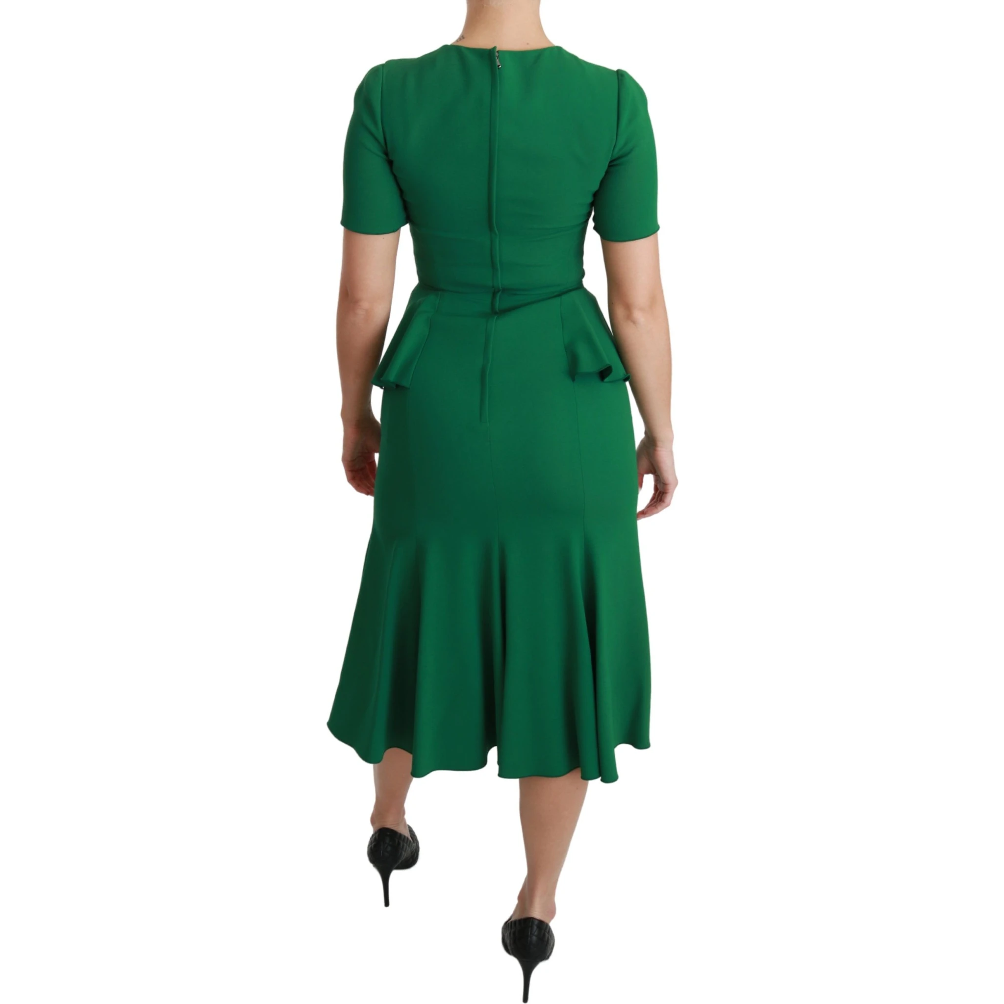 Green Heart Patch Mermaid Midi Viscose Dress