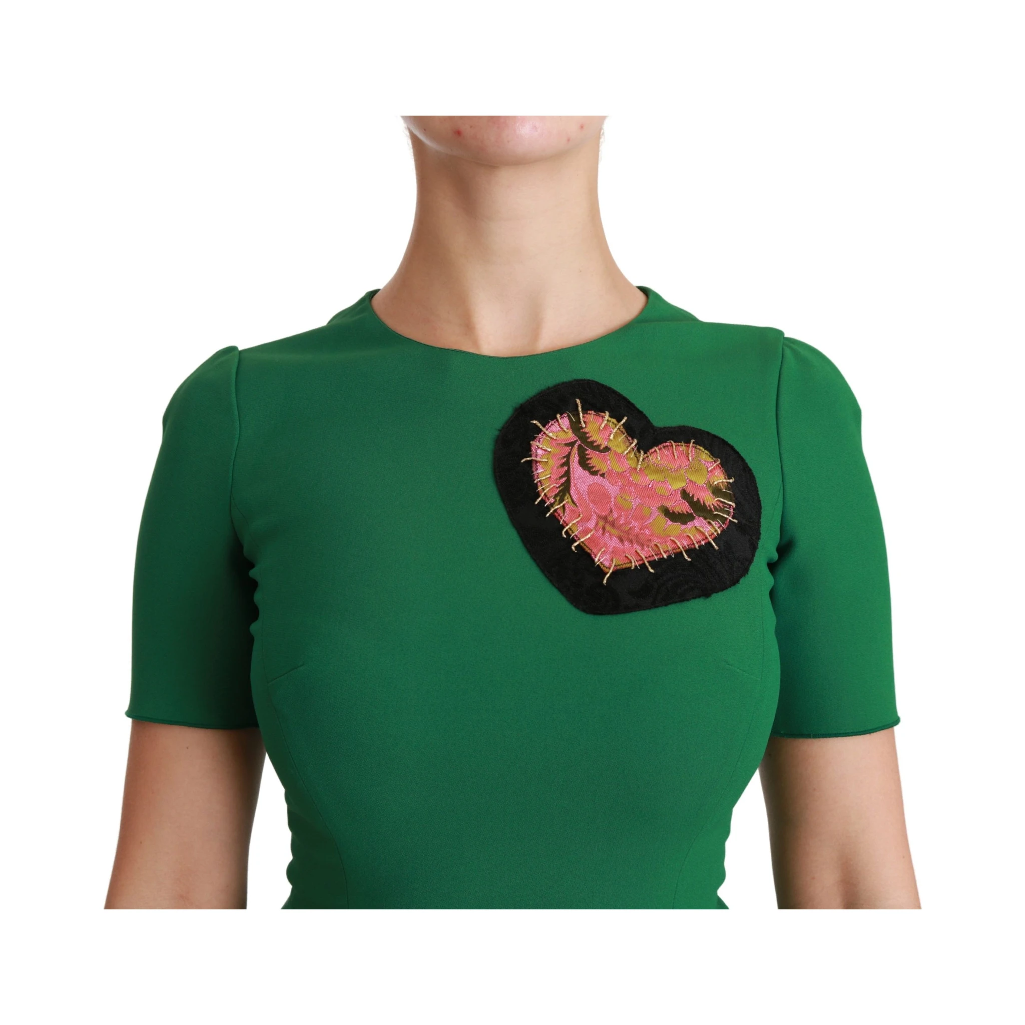 Green Heart Patch Mermaid Midi Viscose Dress