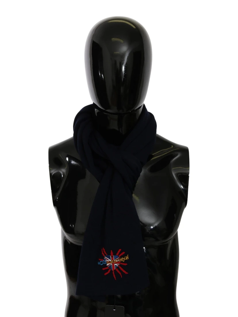 Blue #DGLovesLondon Wrap Shawl Wool Scarf