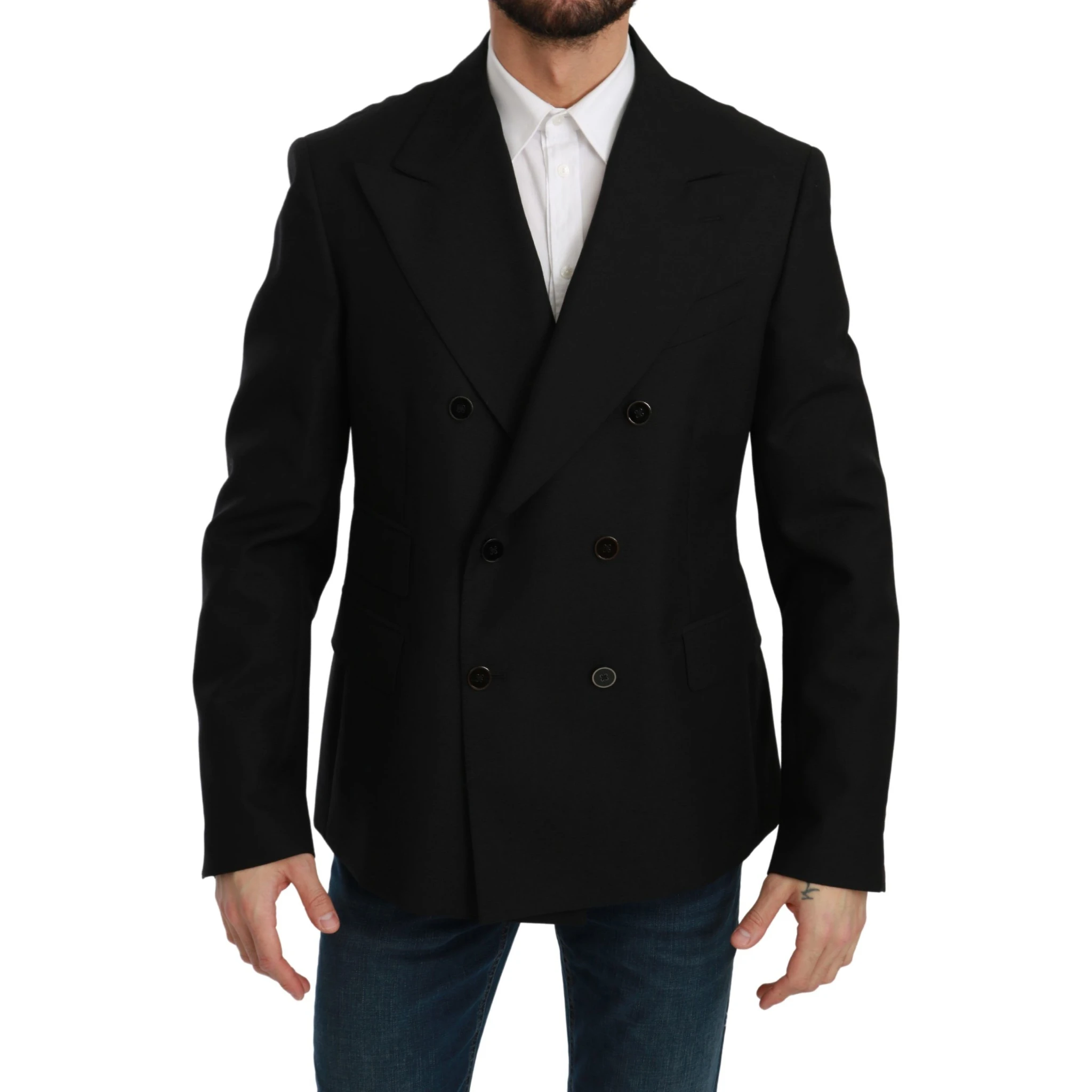 Black Slim Fit Jacket Coat Wool Blazer