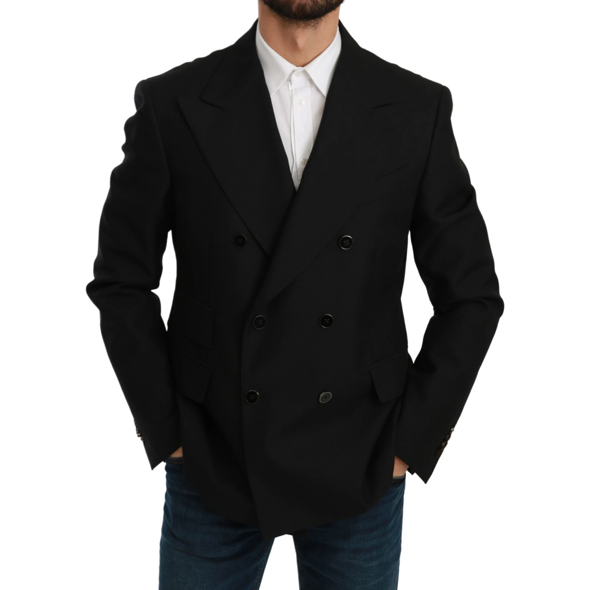 Black Slim Fit Jacket Coat Wool Blazer