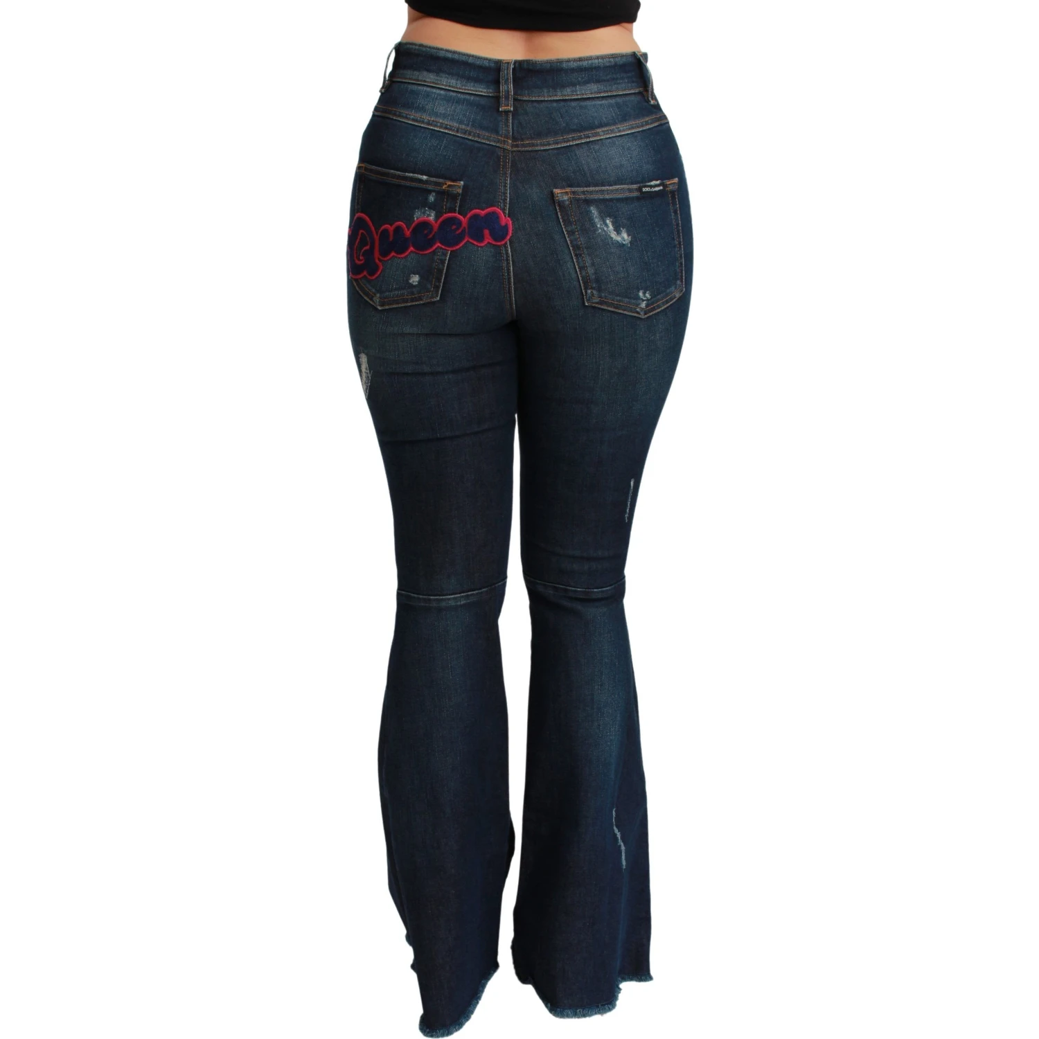 Blue Denim Cotton Stretch Flared Jeans