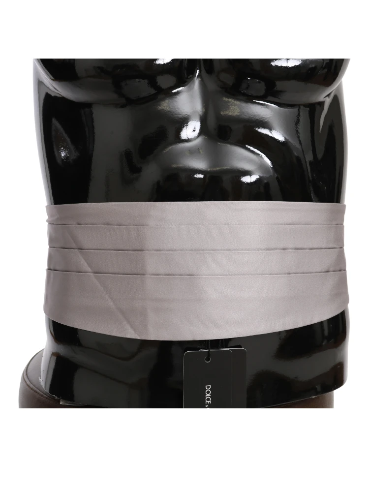 Gray Men Waist Belt 100% Silk Cummerbund