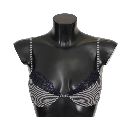 Blue Stripes Lace Reggiseno Bra Underwear