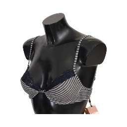 Blue Stripes Lace Reggiseno Bra Underwear