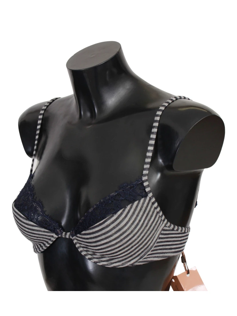 Blue Stripes Lace Reggiseno Bra Underwear