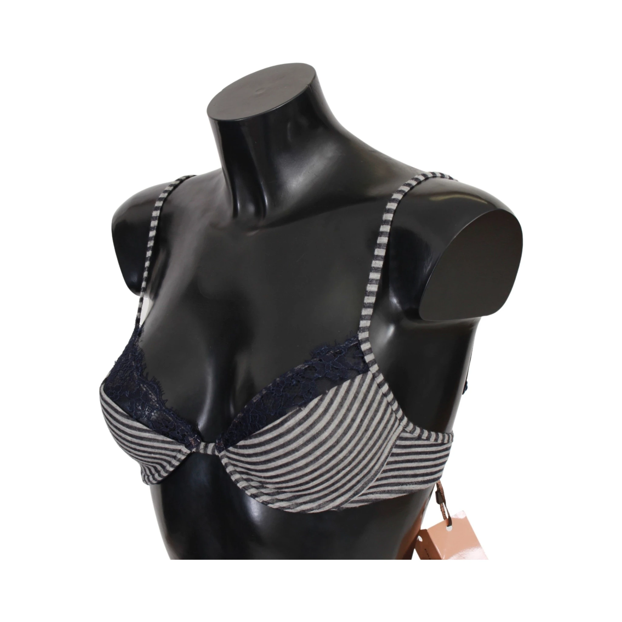 Blue Stripes Lace Reggiseno Bra Underwear