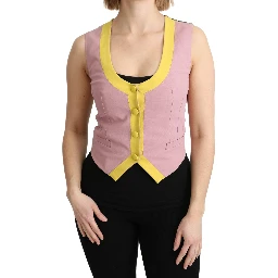 Pink Sleeveless Waistcoat Vest Cotton Top