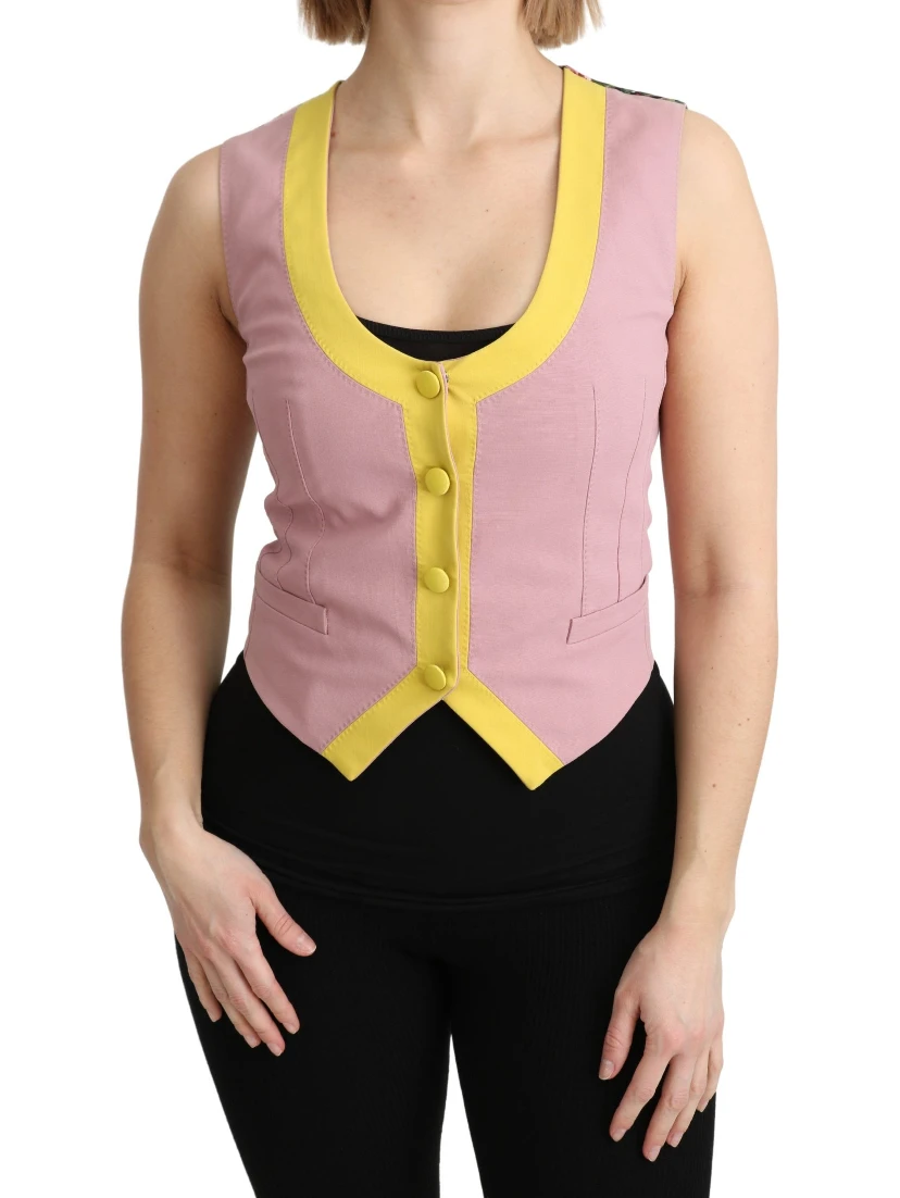 Pink Sleeveless Waistcoat Vest Cotton Top