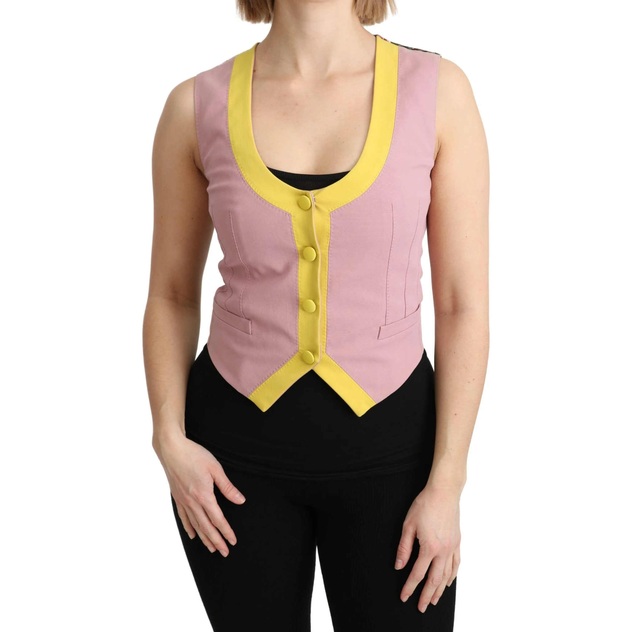 Pink Sleeveless Waistcoat Vest Cotton Top