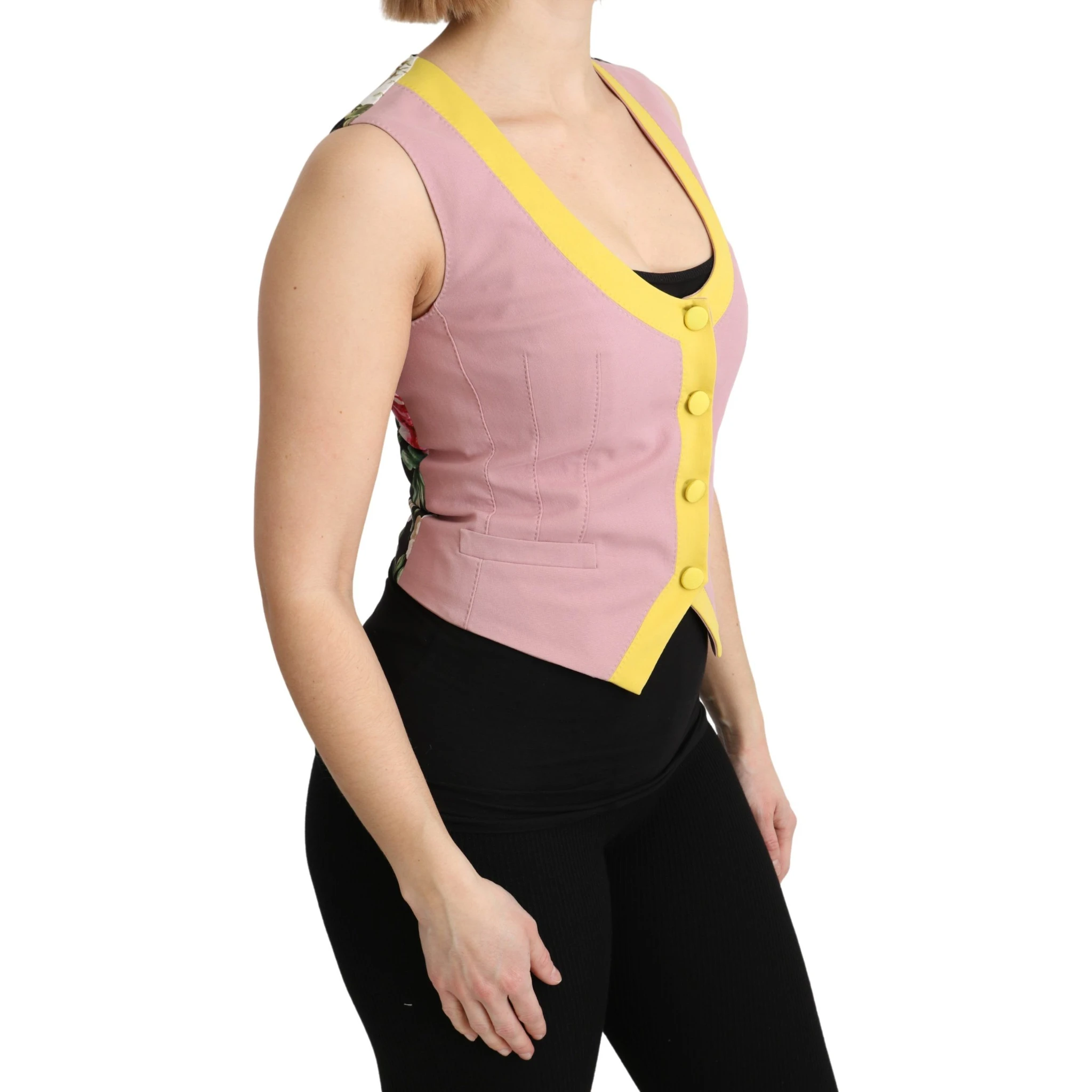 Pink Sleeveless Waistcoat Vest Cotton Top