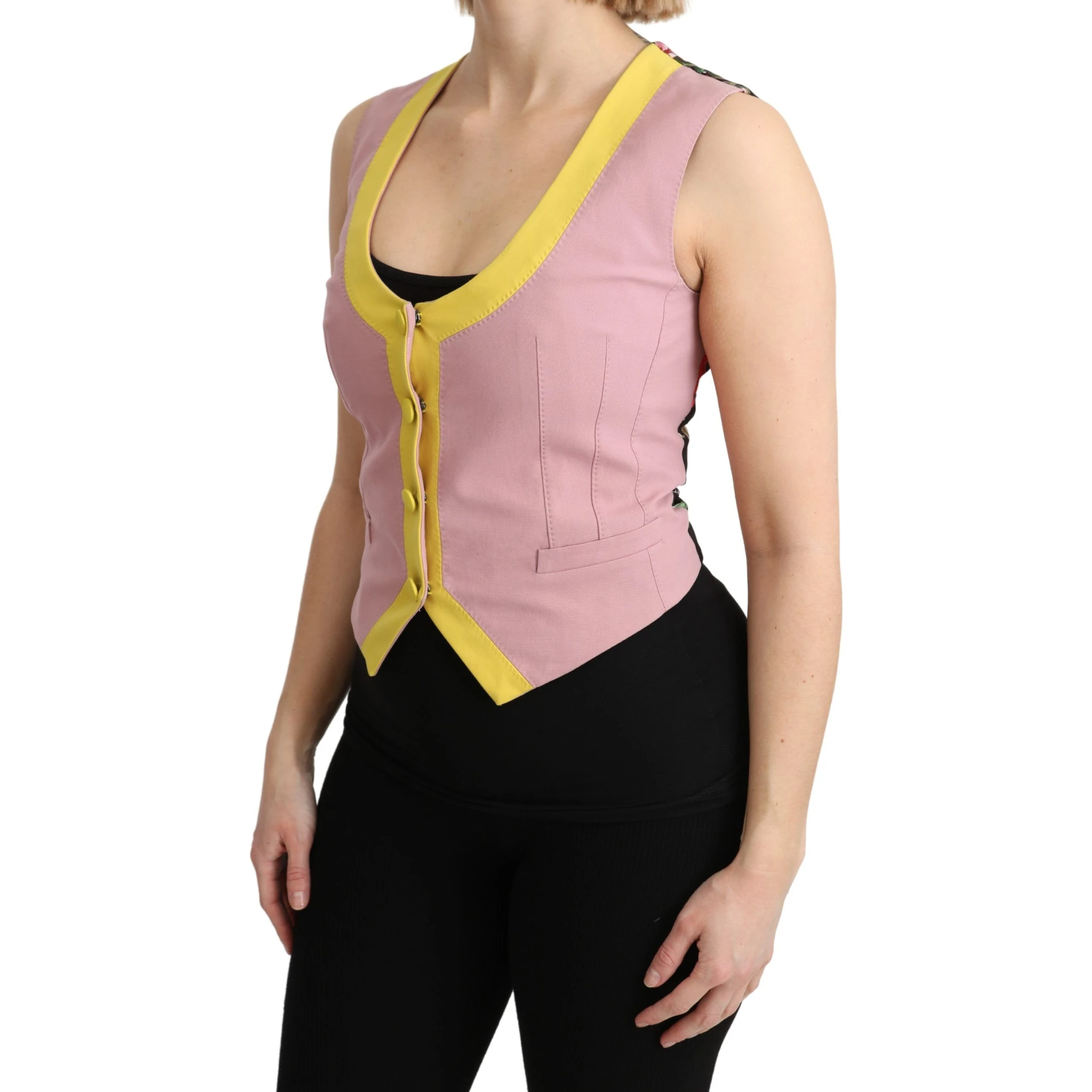 Pink Sleeveless Waistcoat Vest Cotton Top