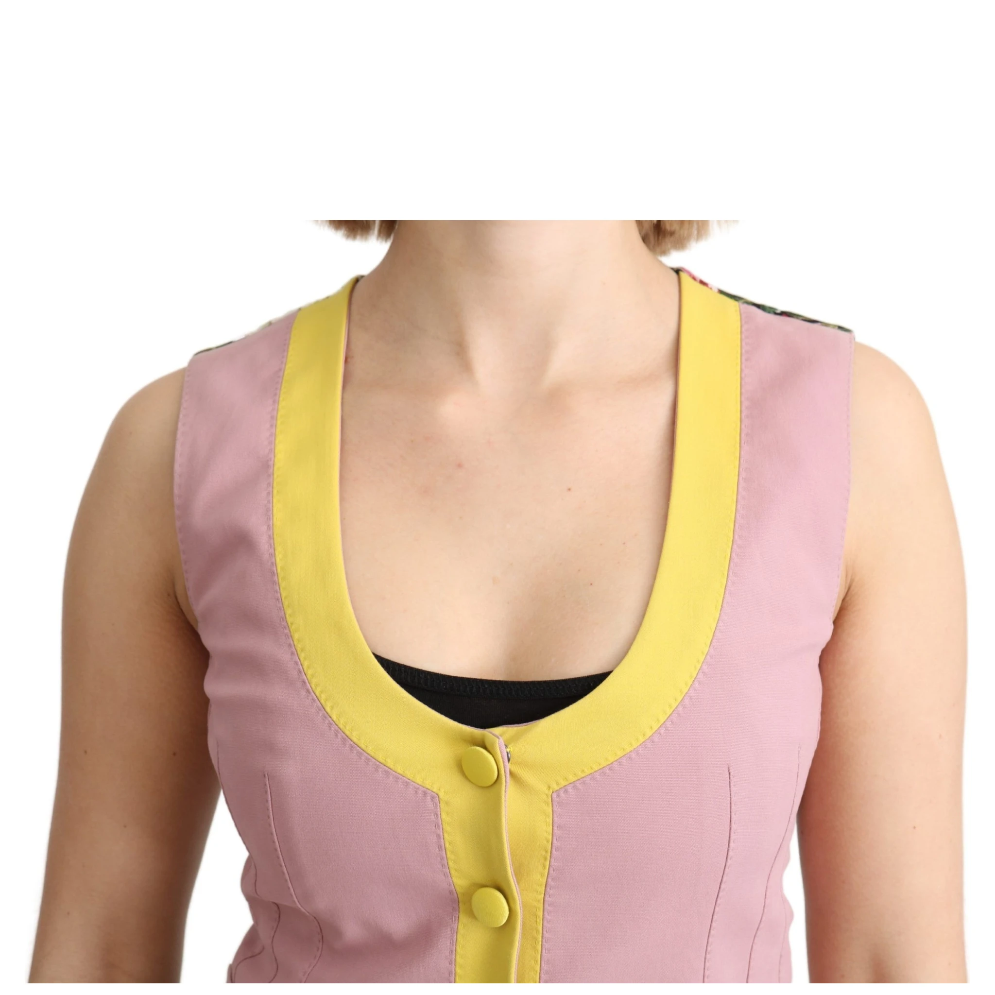 Pink Sleeveless Waistcoat Vest Cotton Top