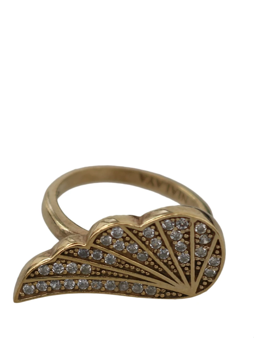 Gold Wing Clear CZ 925 Silver Authentic Women