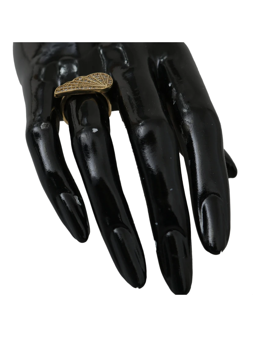 Gold Wing Clear CZ 925 Silver Authentic Women