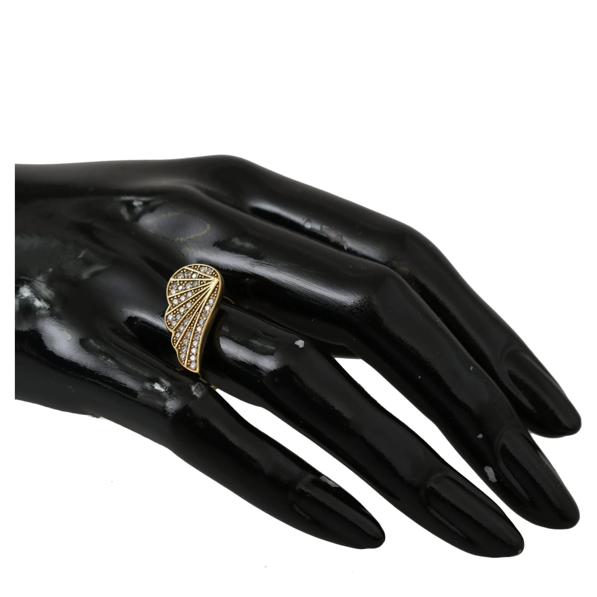 Gold Wing Clear CZ 925 Silver Authentic Women