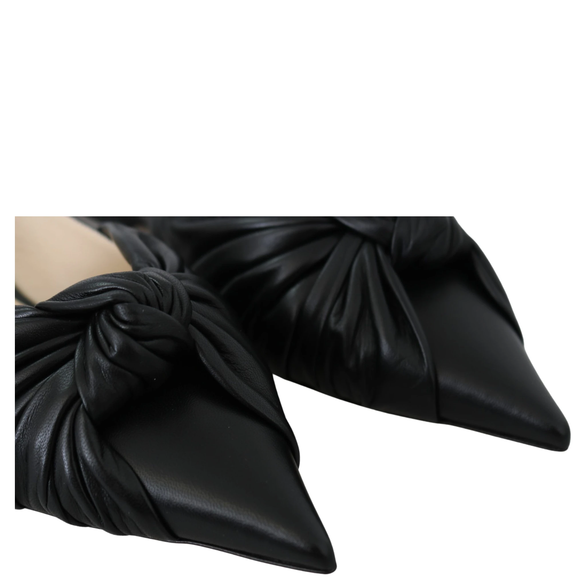 Black Leather Annabell Flat Shoes