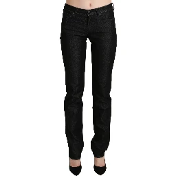 Black Mid Waist Skinny Slim Denim Trouser