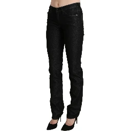 Black Mid Waist Skinny Slim Denim Trouser