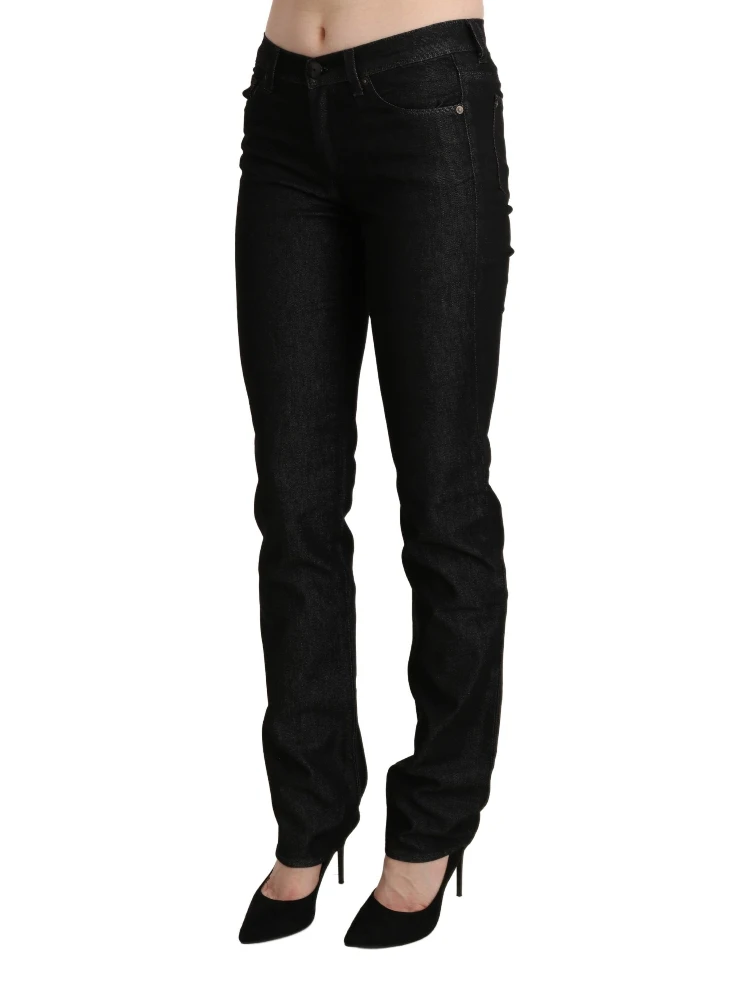 Black Mid Waist Skinny Slim Denim Trouser alternative