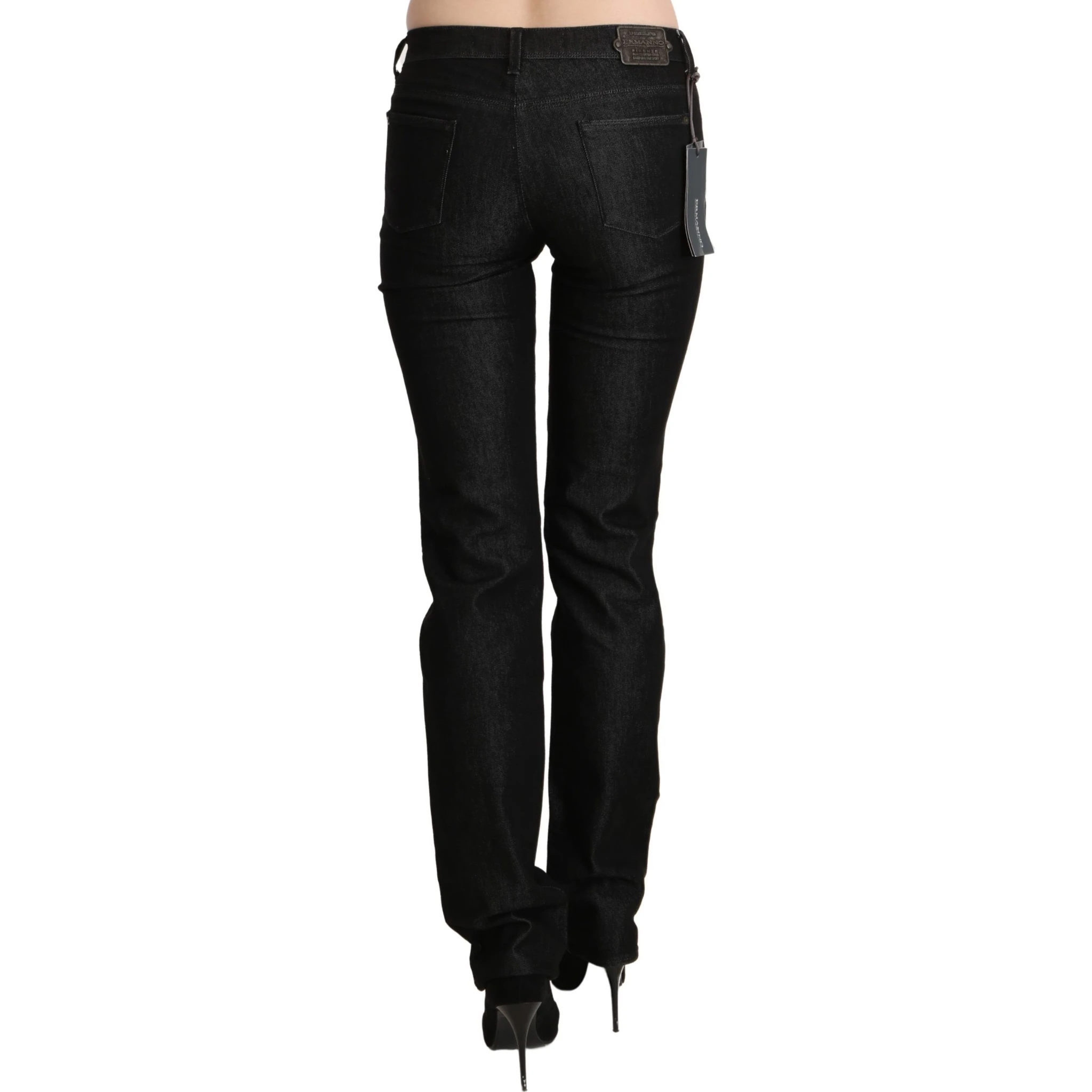 Black Mid Waist Skinny Slim Denim Trouser