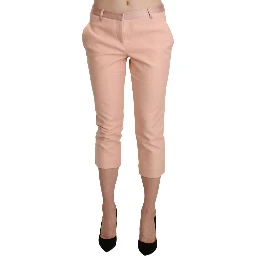 Pink Low Waist Skinny Cropped Capri Pants