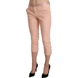 Pink Low Waist Skinny Cropped Capri Pants