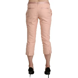 Pink Low Waist Skinny Cropped Capri Pants