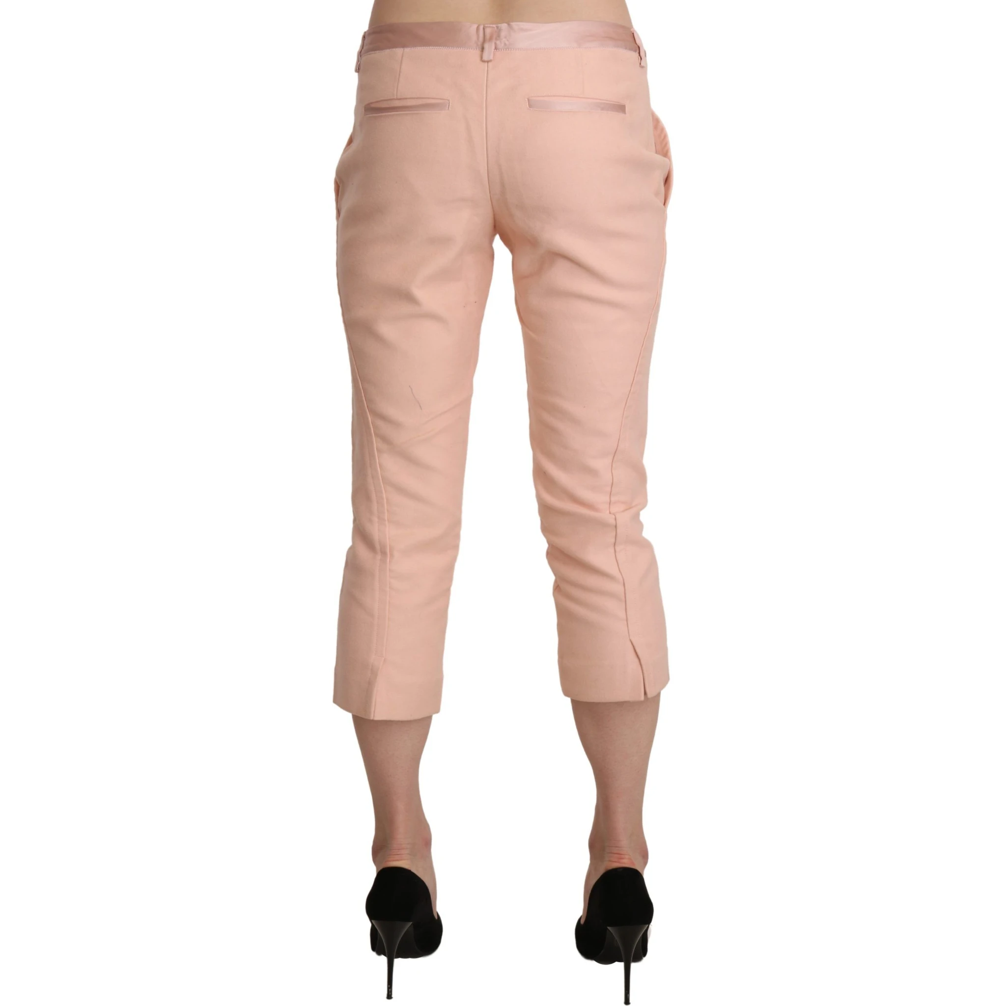 Pink Low Waist Skinny Cropped Capri Pants