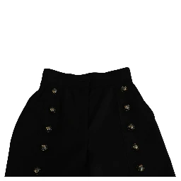Black Wide Wool Leg Cropped Trouser Pant