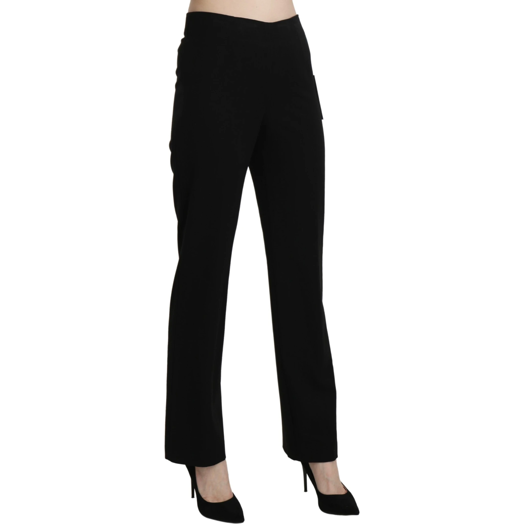 Black High Waist Straight Formal Dress Trouser