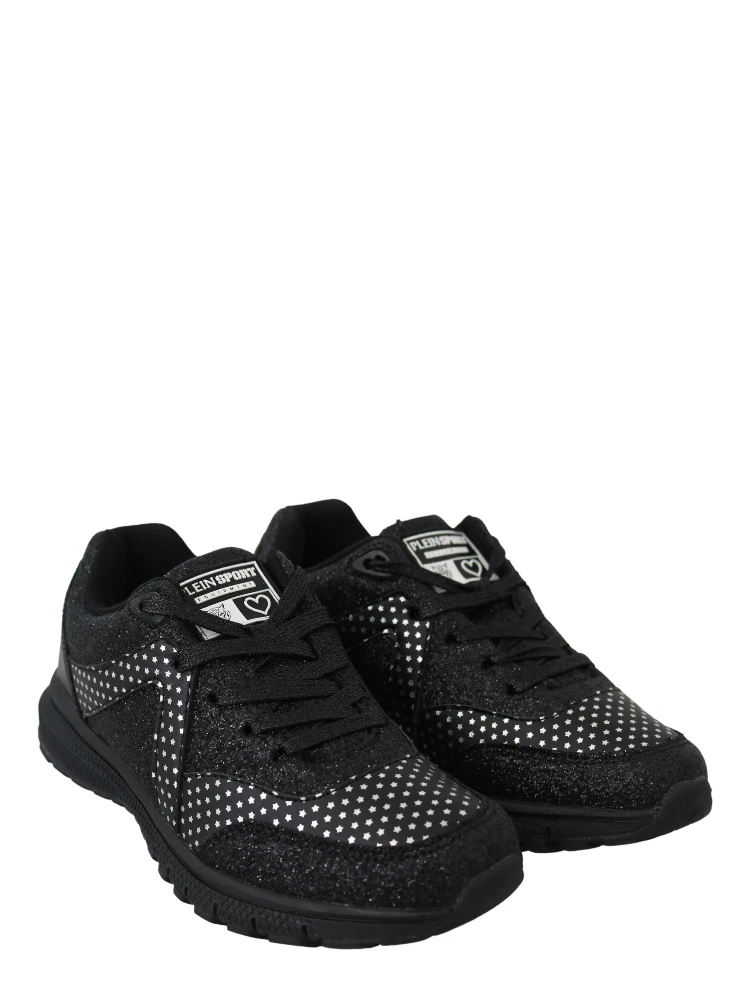 Black Polyester Runner Jasmines Sneakers Shoes