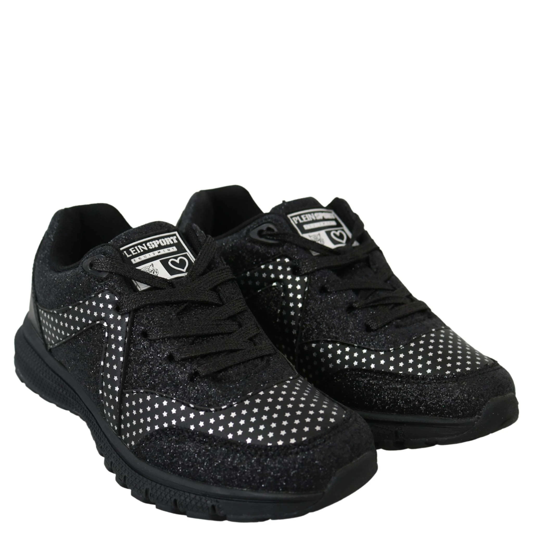 Black Polyester Runner Jasmines Sneakers Shoes