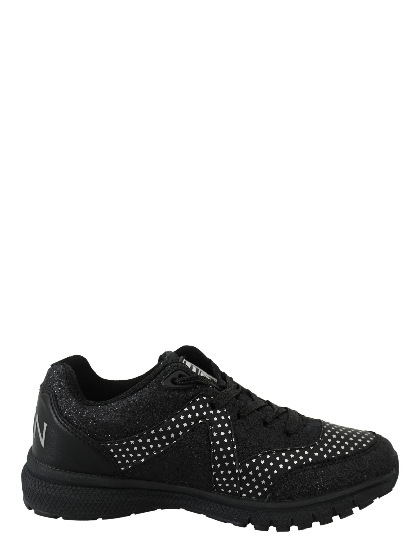 Black Polyester Runner Jasmines Sneakers Shoes