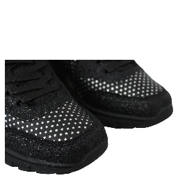 Black Polyester Runner Jasmines Sneakers Shoes