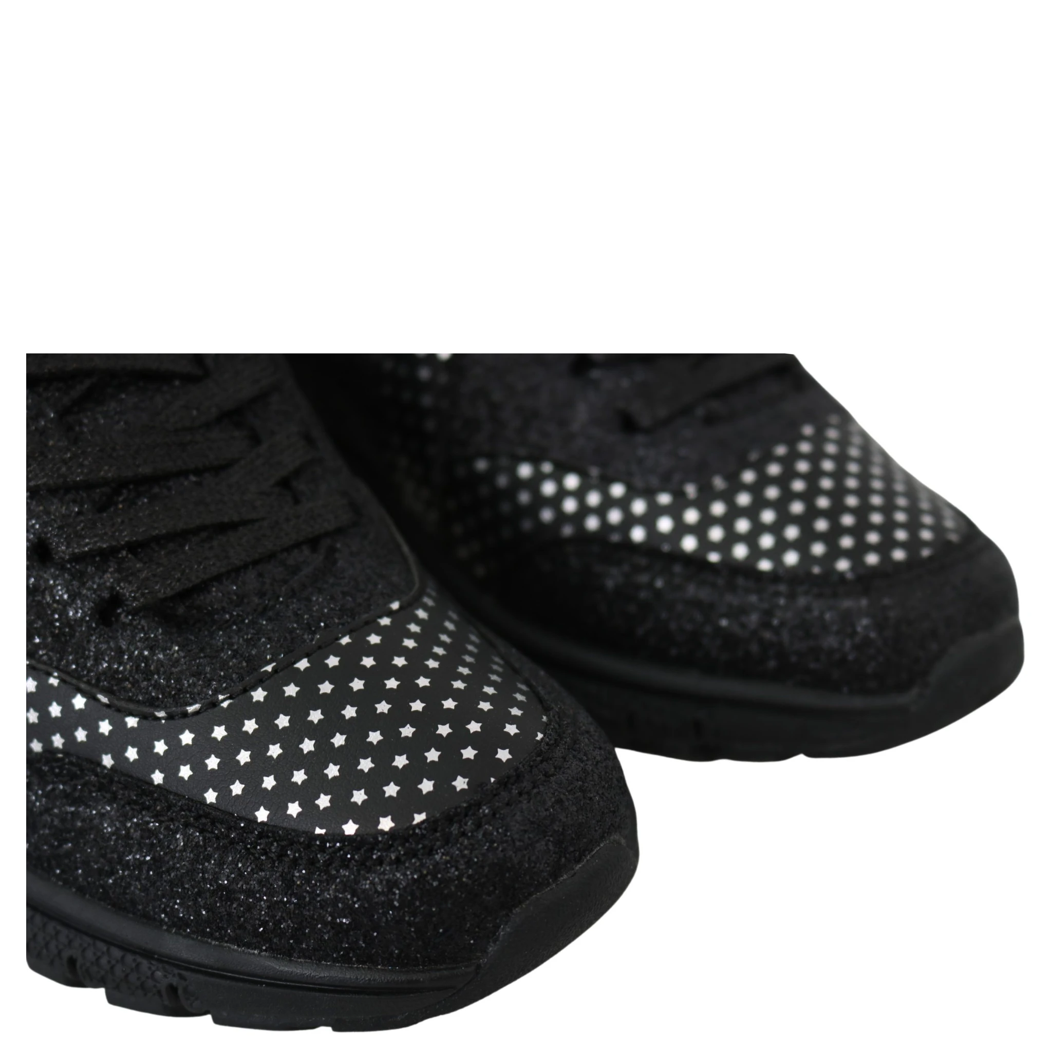 Black Polyester Runner Jasmines Sneakers Shoes