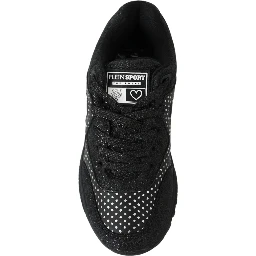 Black Polyester Runner Jasmines Sneakers Shoes