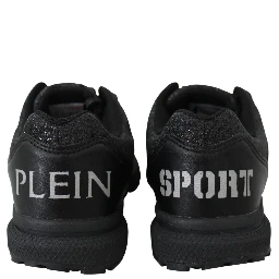 Black Polyester Runner Jasmines Sneakers Shoes