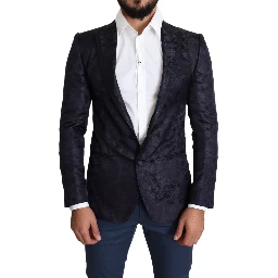 Blue Floral Jacquard Silk Coat MARTINI Blazer