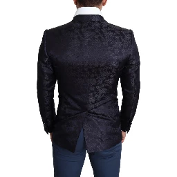Blue Floral Jacquard Silk Coat MARTINI Blazer