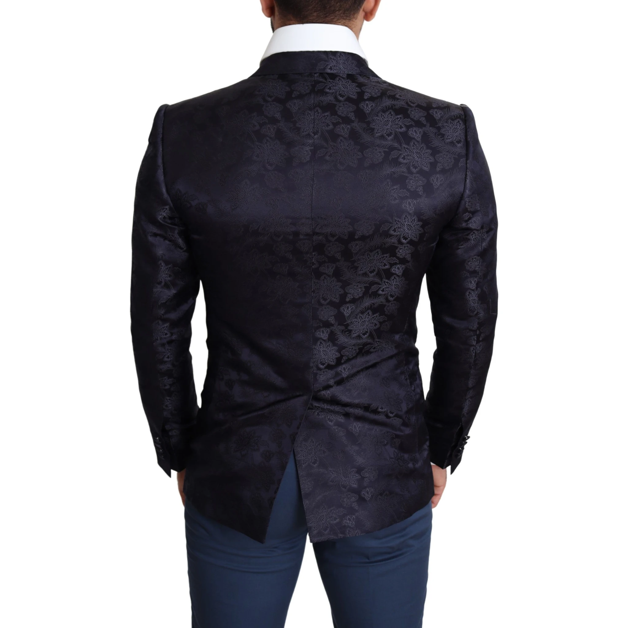 Blue Floral Jacquard Silk Coat MARTINI Blazer