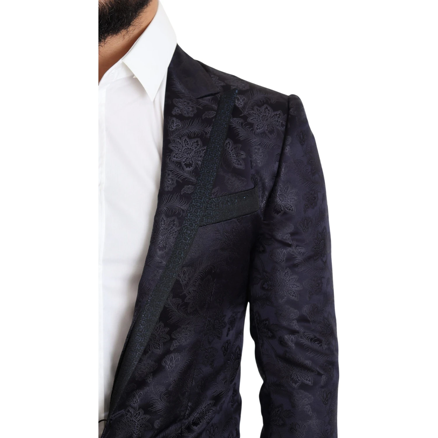 Blue Floral Jacquard Silk Coat MARTINI Blazer