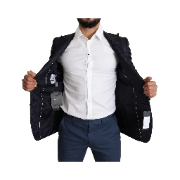 Blue Floral Jacquard Silk Coat MARTINI Blazer