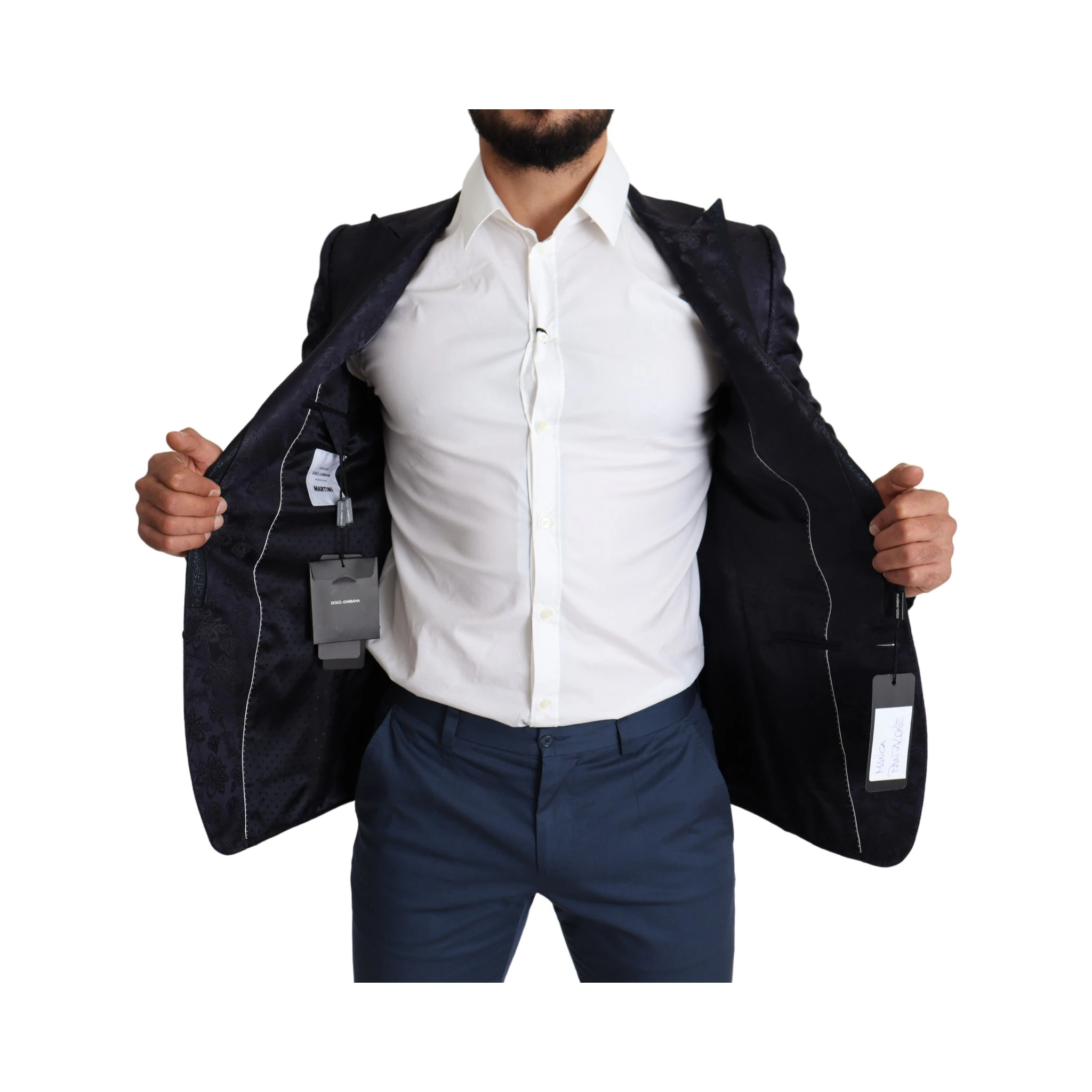 Blue Floral Jacquard Silk Coat MARTINI Blazer