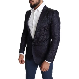 Blue Floral Jacquard Silk Coat MARTINI Blazer