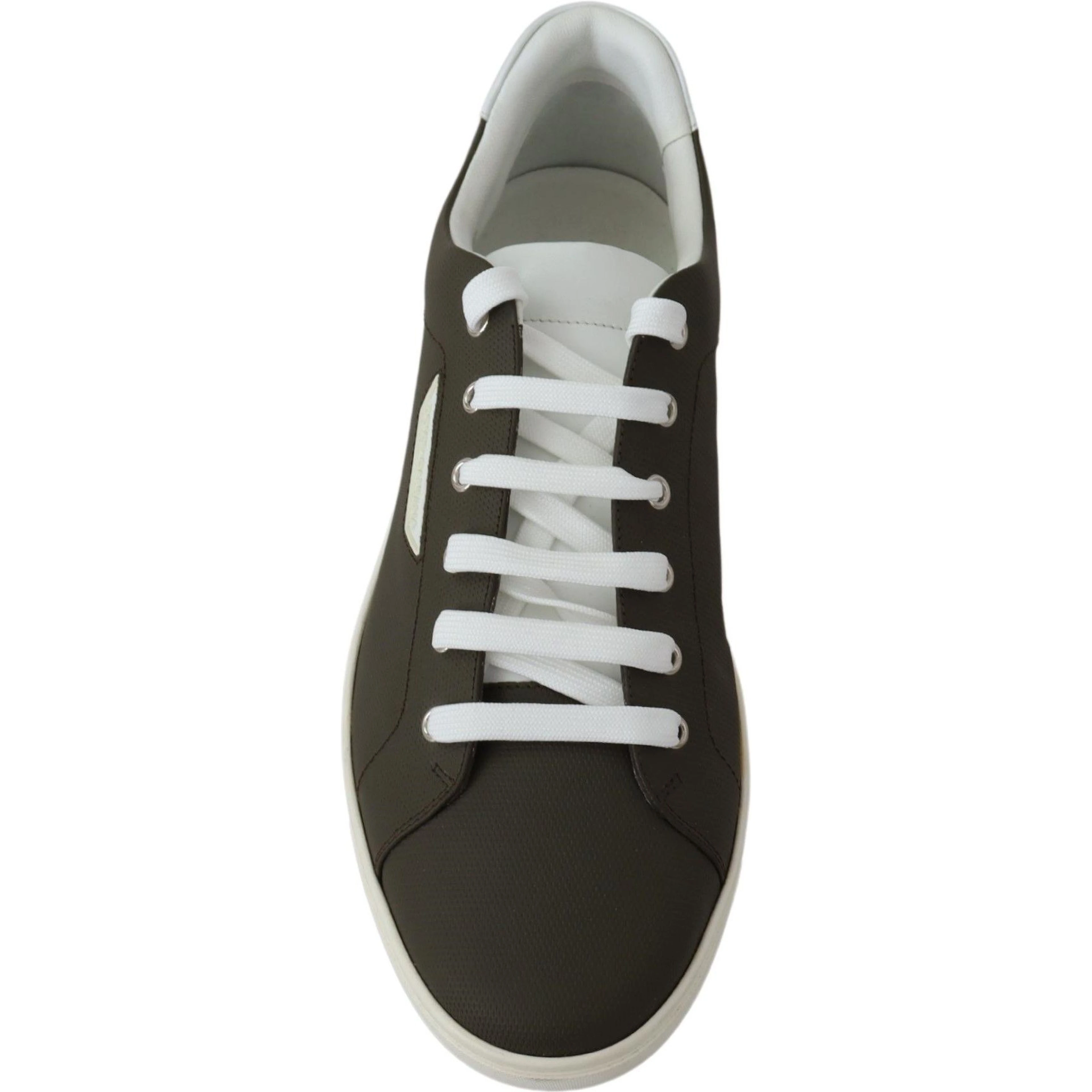 White Green Leather Low Top Sneakers Shoes