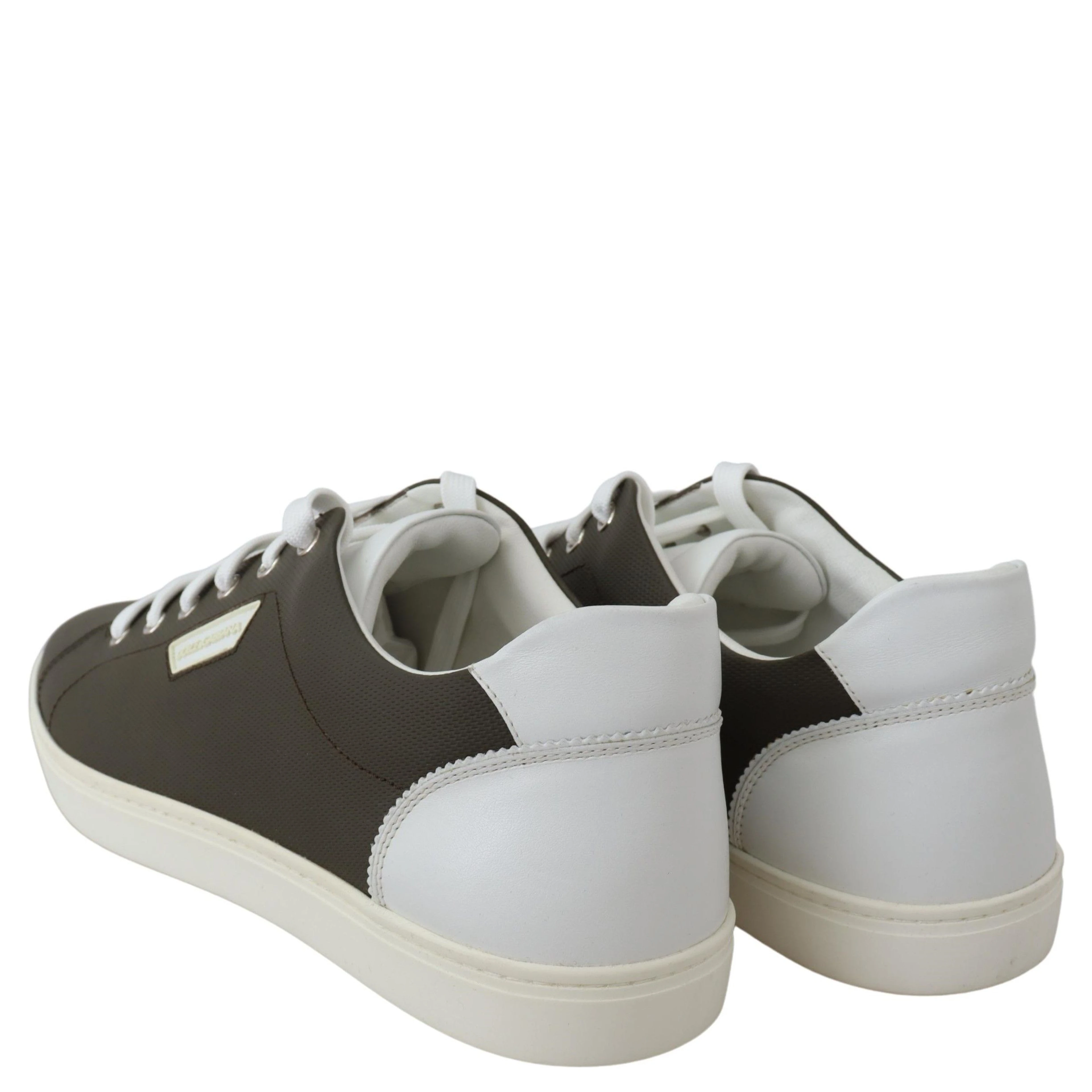 White Green Leather Low Top Sneakers Shoes